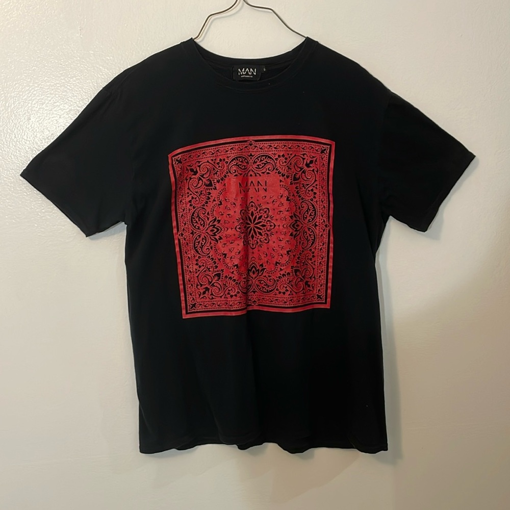 Man boohoo man original bandana print small black t shirt